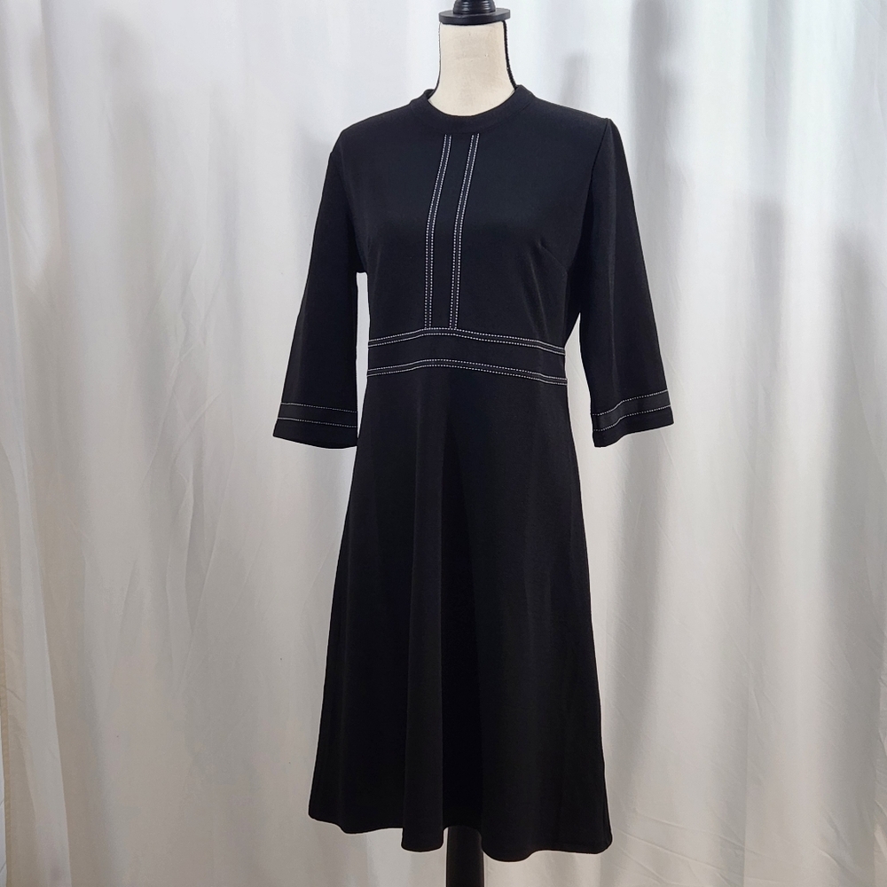 NWT Homeyee Blk Whi Dress Zip Back Classic Chic
